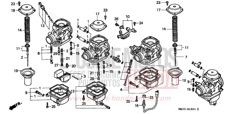 VERGASER (EINZELTEILE) von CB1300 Super Bold'or ABS SCHWARZ (NH1F) von 1992